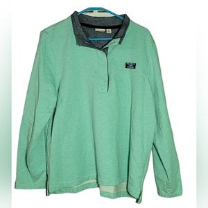 LL Bean Shirt Women's XLarge Petite Seafoam Green Henley Long Sleeve Pullover